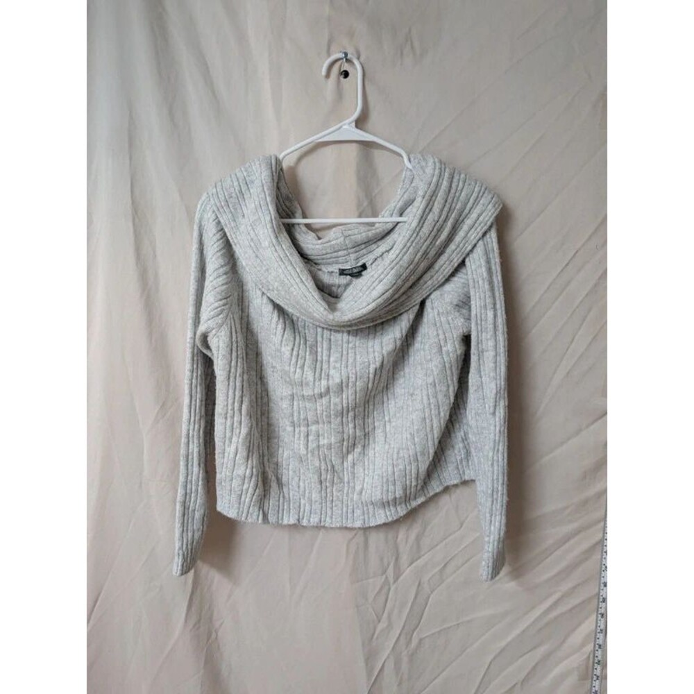 Wild Fable Heather Gray Ribbed Off-the-Shoulder Cowl Neck Sweater - Size XL A015